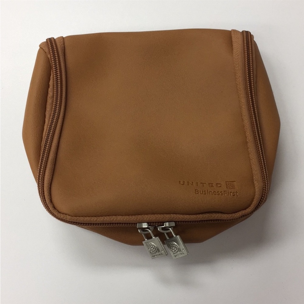 United airlines business first class shaving kit leather amenity bag Doppler